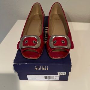 Stuart Weitzman size 8 red patent flats